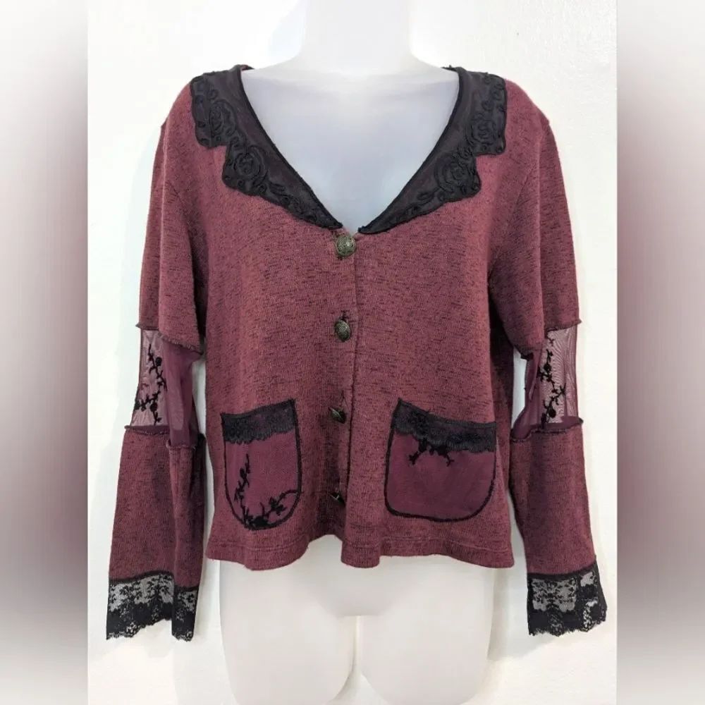 VTG Jenna Brown 90s Y2K Witchy Romantic Dark Academia Moody Cardigan SM